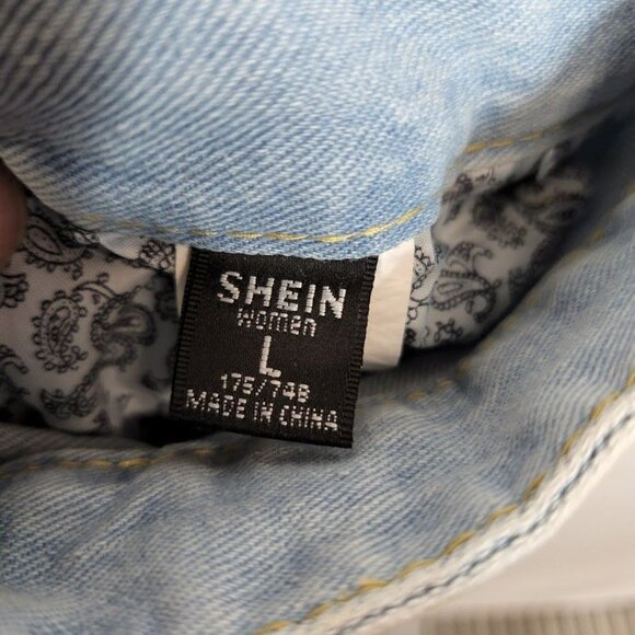 SHEIN High Waist Ripped Frayed Straight Leg Jeans Size Large - Picture 7 of 8